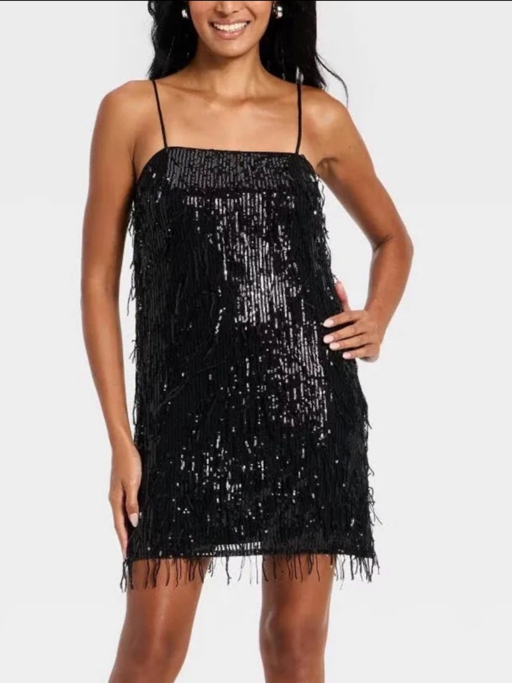 A NEW DAY Sequin Fringe Party Cocktail Mini Dress